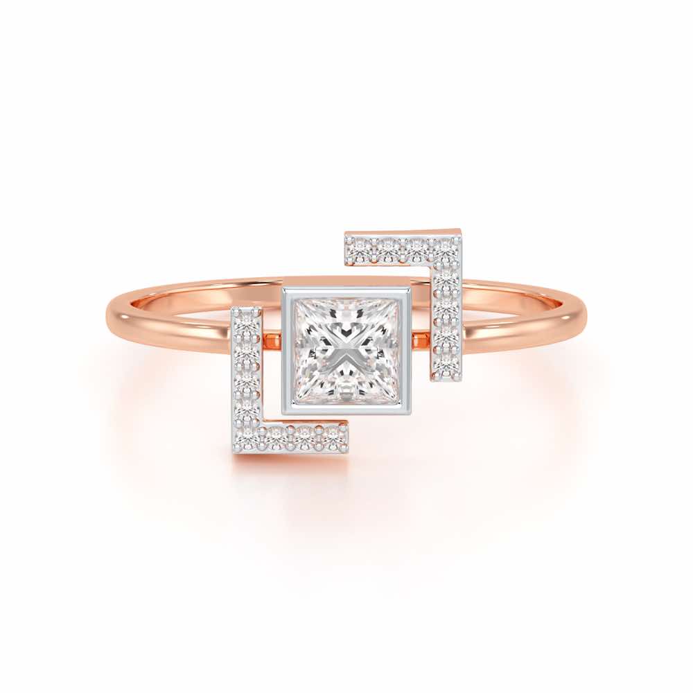 Blue in Frame Silver Ring - Rose Gold - Image 4
