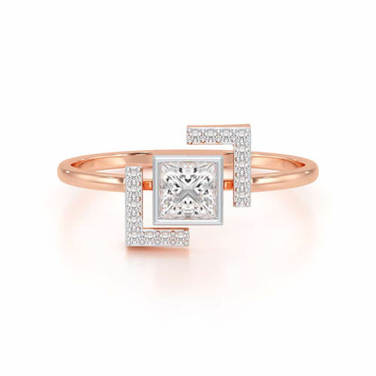 Blue in Frame Silver Ring - Rose Gold - Image 4