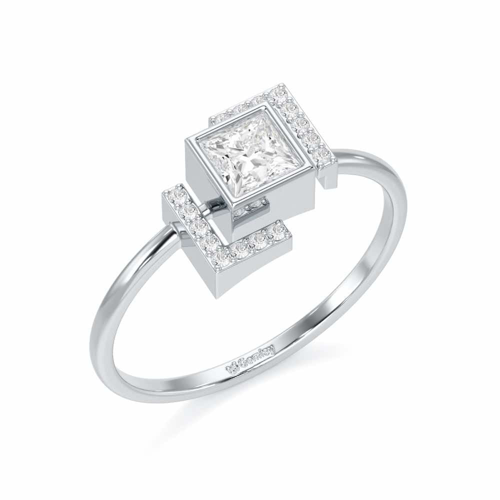 Blue in Frame Silver Ring - White Gold - Image 1