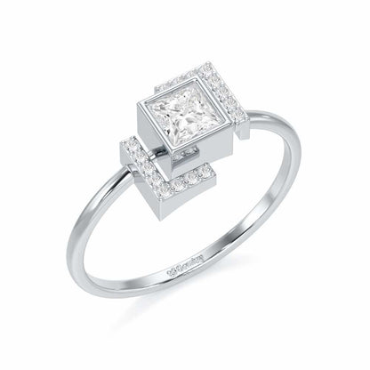 Blue in Frame Silver Ring - White Gold - Image 1