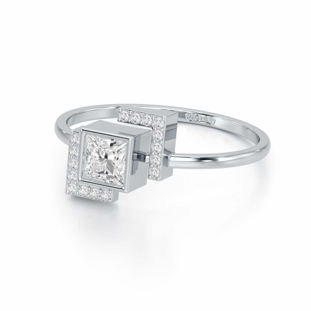 Blue in Frame Silver Ring - White Gold - Image 2