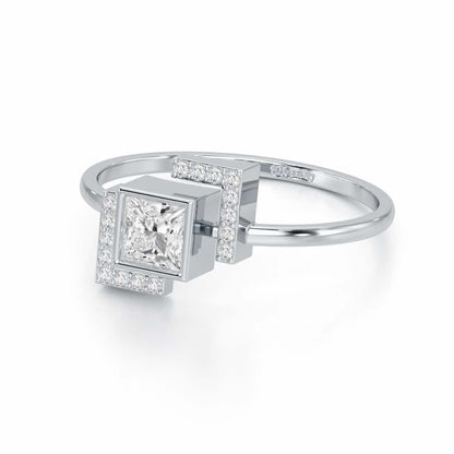Blue in Frame Silver Ring - White Gold - Image 2