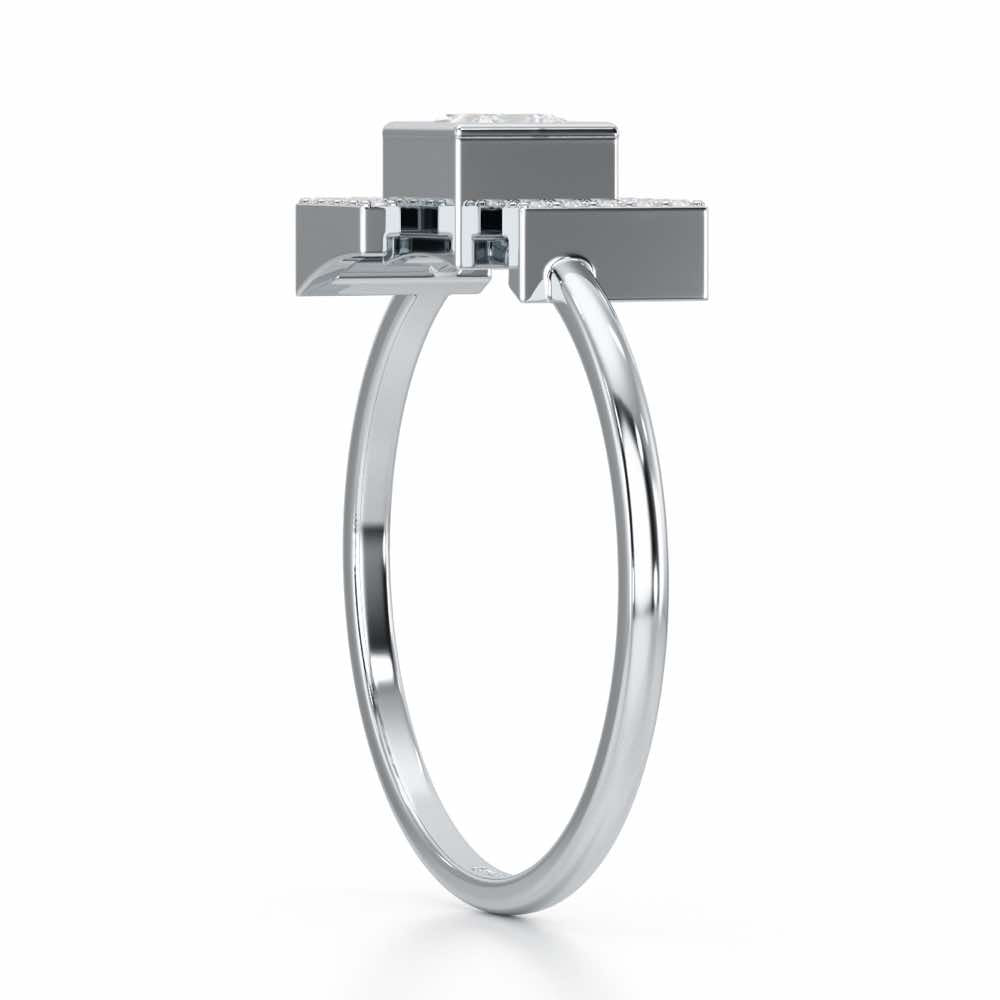 Blue in Frame Silver Ring - White Gold - Image 3