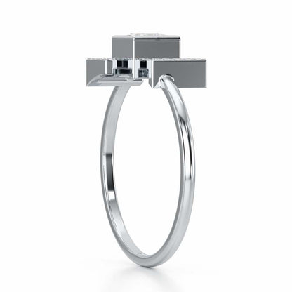 Blue in Frame Silver Ring - White Gold - Image 3