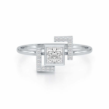 Blue in Frame Silver Ring - White Gold - Image 4