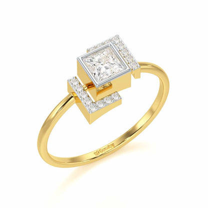 Blue in Frame Silver Ring - Yellow Gold - Image 1