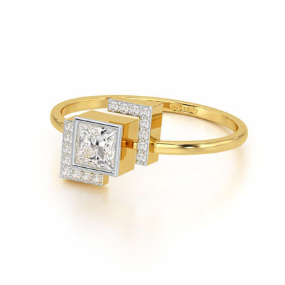 Blue in Frame Silver Ring - Yellow Gold - Image 2