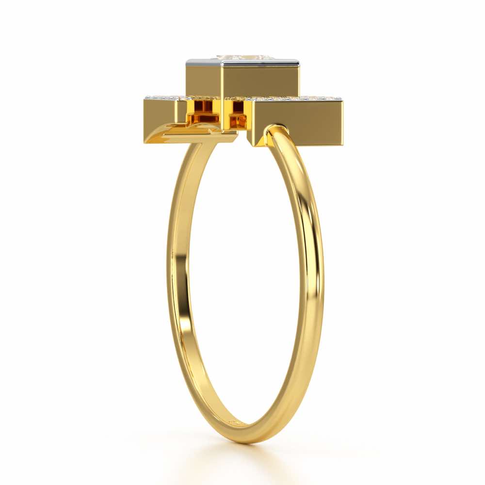 Blue in Frame Silver Ring - Yellow Gold - Image 3