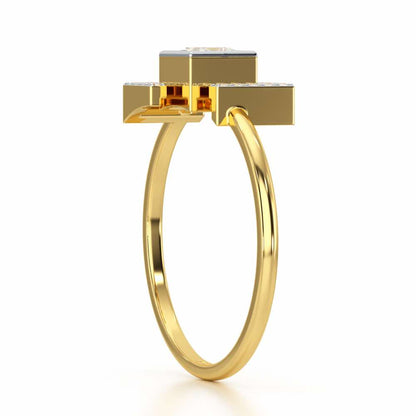Blue in Frame Silver Ring - Yellow Gold - Image 3