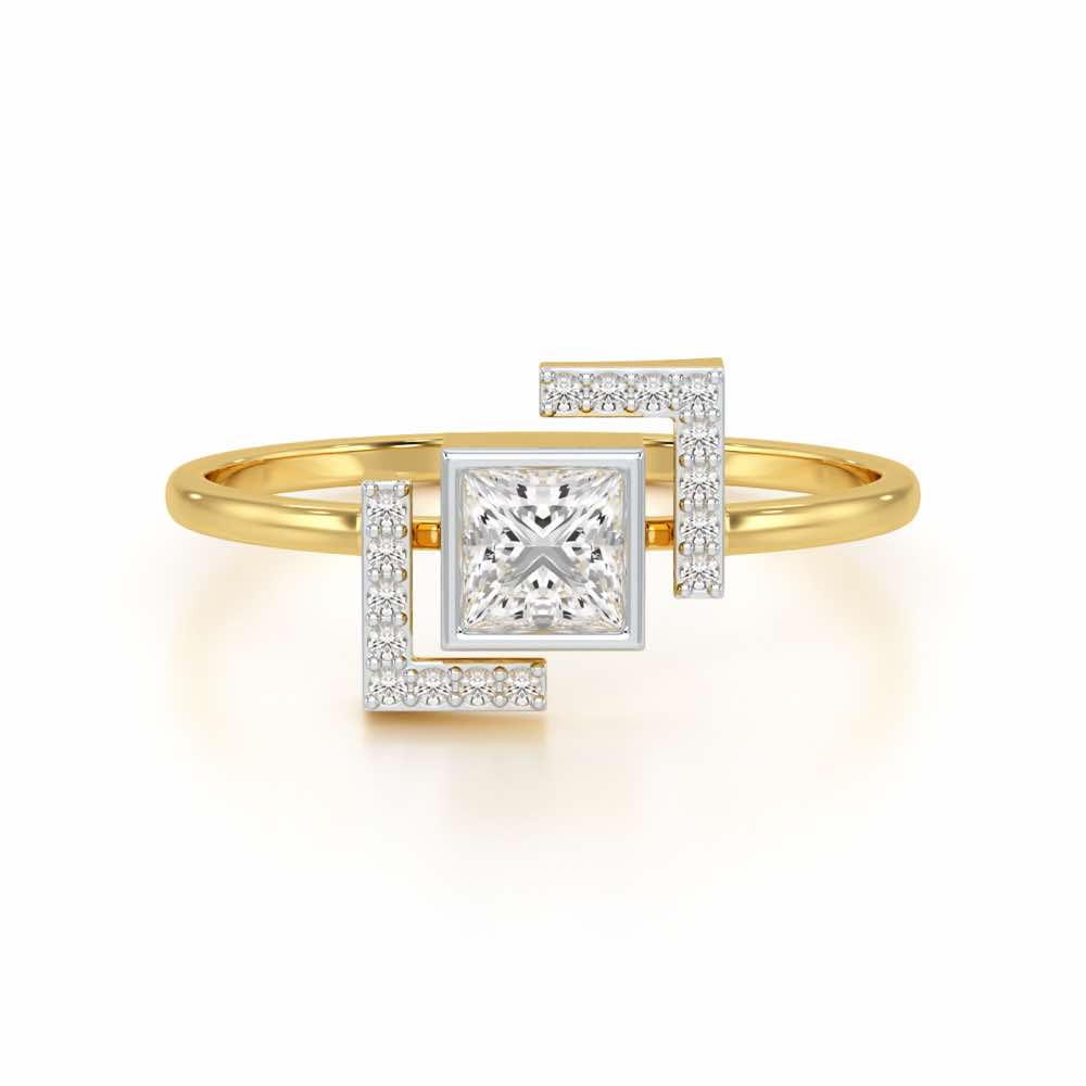 Blue in Frame Silver Ring - Yellow Gold - Image 4