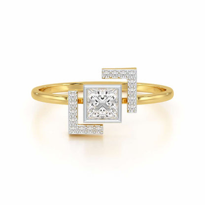 Blue in Frame Silver Ring - Yellow Gold - Image 4