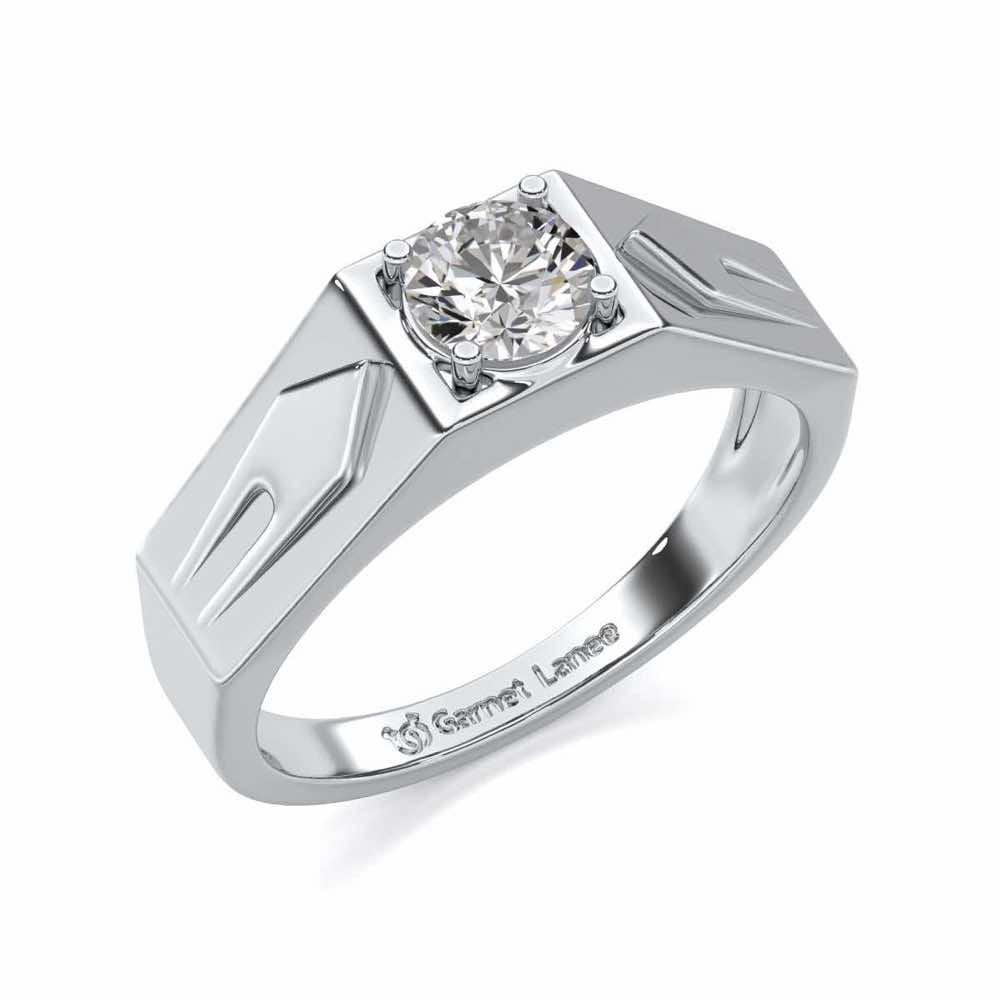 Bold Elegance Solitaire Ring For Men - White Gold - Image 1