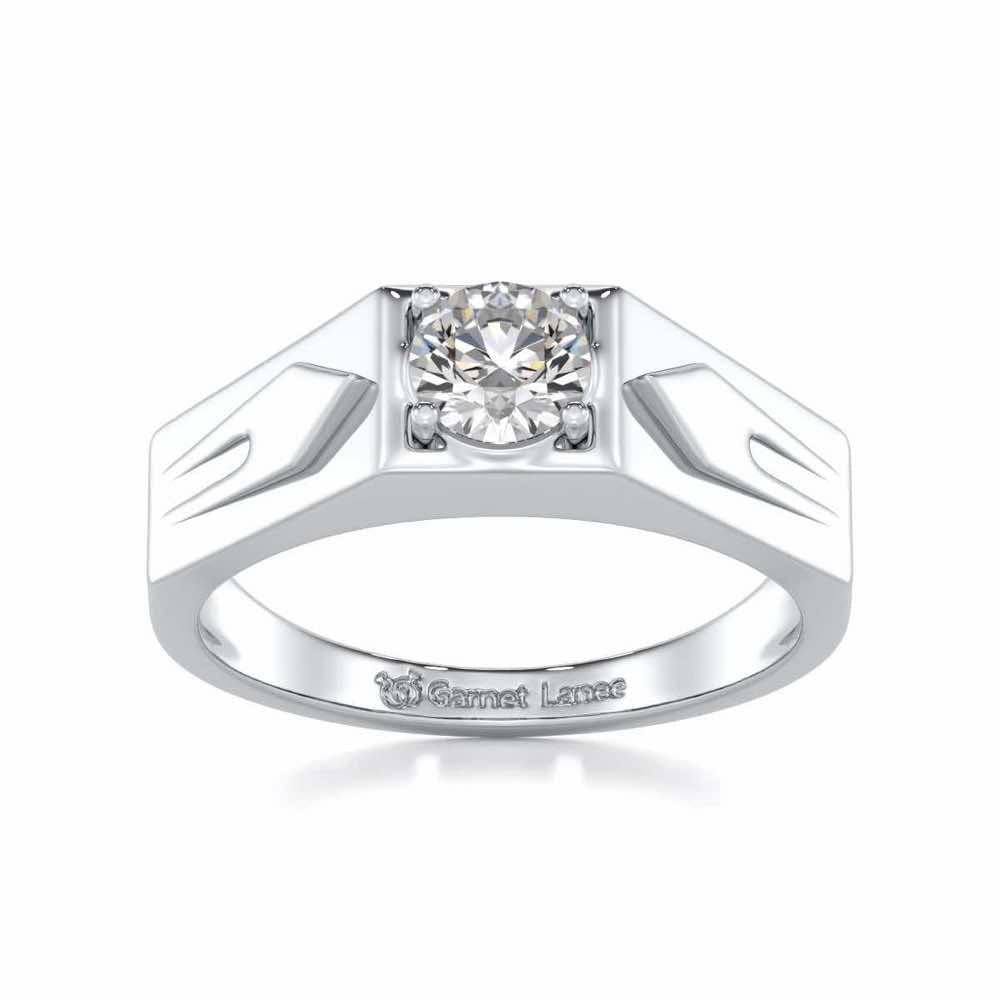 Bold Elegance Solitaire Ring For Men - White Gold - Image 2