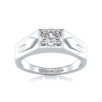 Bold Elegance Solitaire Ring For Men - White Gold - Image 2