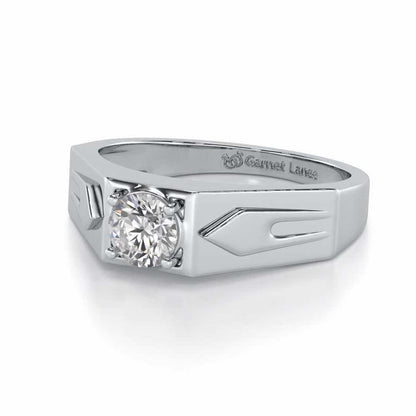 Bold Elegance Solitaire Ring For Men - White Gold - Image 3