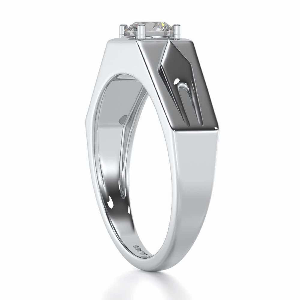 Bold Elegance Solitaire Ring For Men - White Gold - Image 4