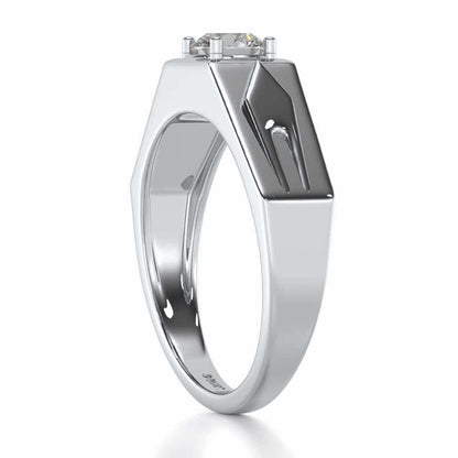 Bold Elegance Solitaire Ring For Men - White Gold - Image 4