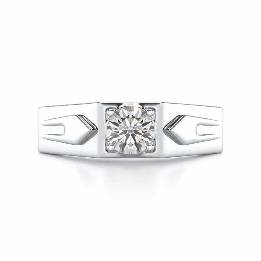 Bold Elegance Solitaire Ring For Men - White Gold - Image 5