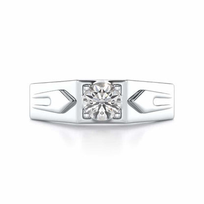 Bold Elegance Solitaire Ring For Men - White Gold - Image 5