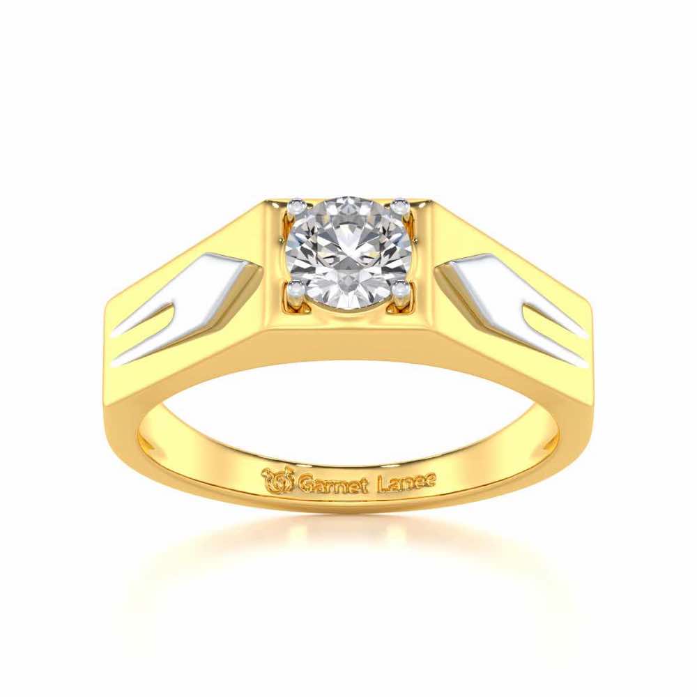 Bold Elegance Solitaire Ring For Men - Yellow Gold - Image 2