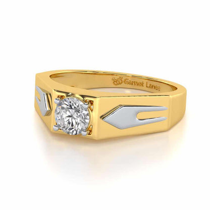 Bold Elegance Solitaire Ring For Men - Yellow Gold - Image 3