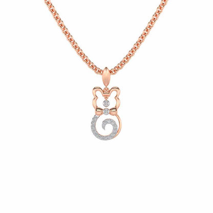 Bow Cat Silver Pendant - Rose Gold - Image 2