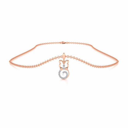 Bow Cat Silver Pendant - Rose Gold - Image 3