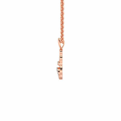 Bow Cat Silver Pendant - Rose Gold - Image 4