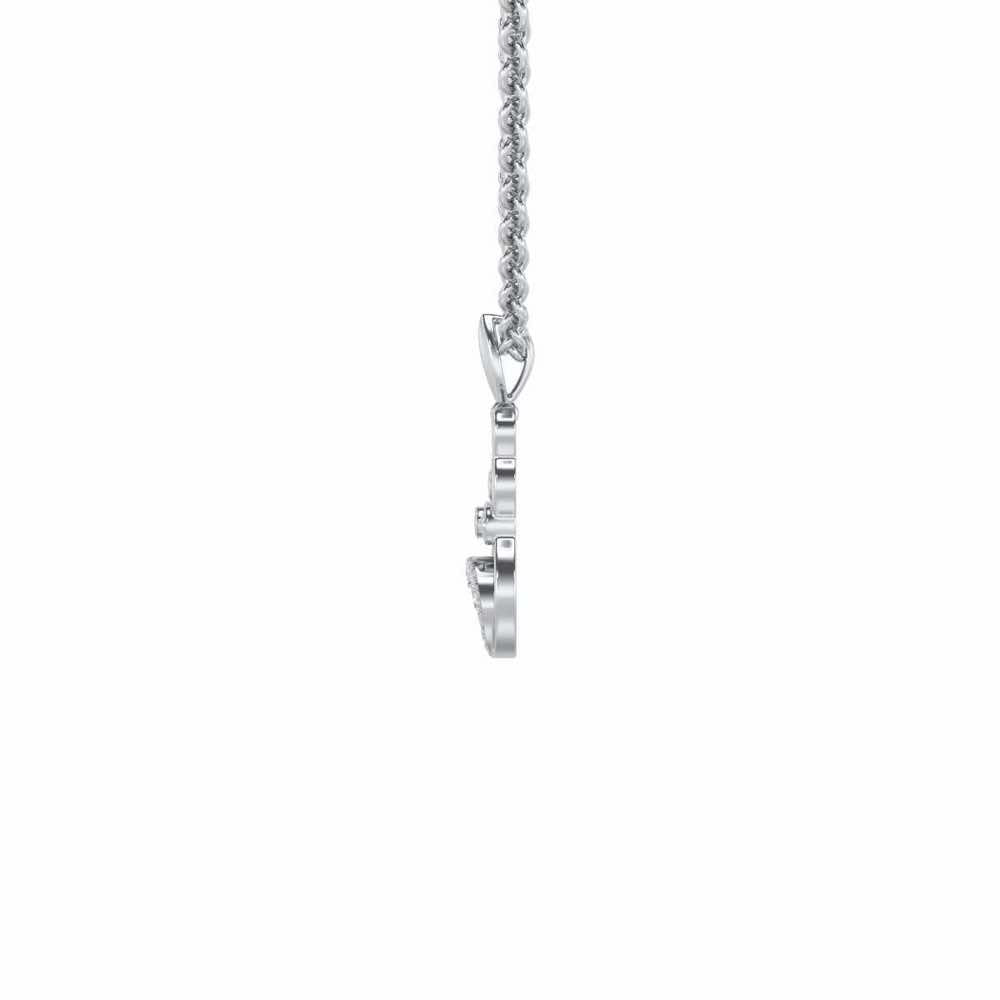Bow Cat Silver Pendant - White Gold - Image 4