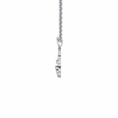Bow Cat Silver Pendant - White Gold - Image 4