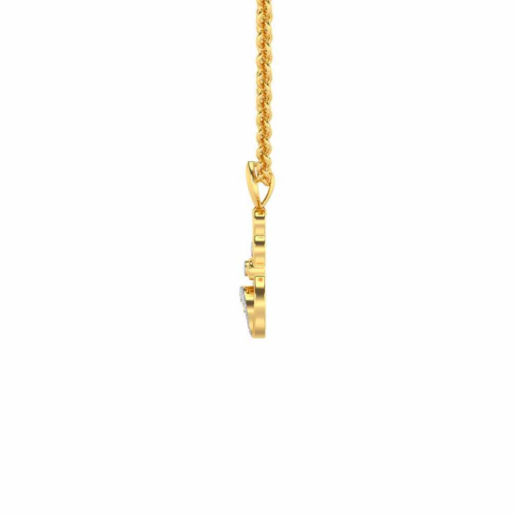 Bow Cat Silver Pendant - Yellow Gold - Image 4