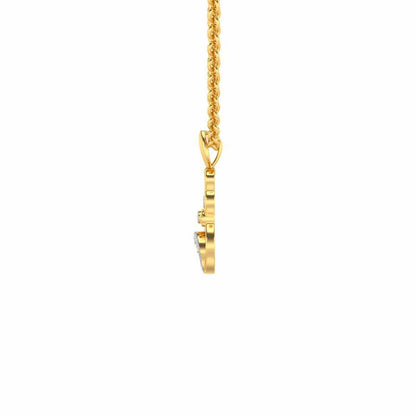 Bow Cat Silver Pendant - Yellow Gold - Image 4