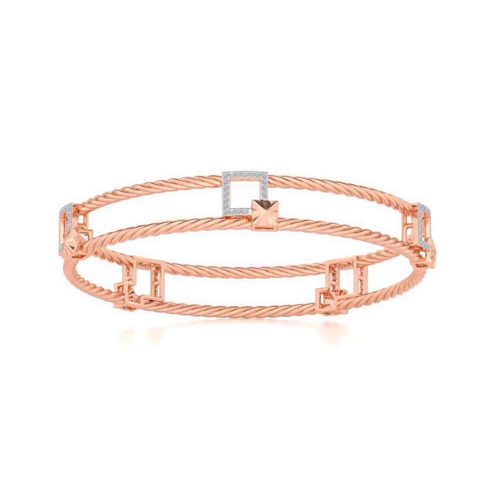 Box On Box Silver Bangles - Rose Gold - Image 4