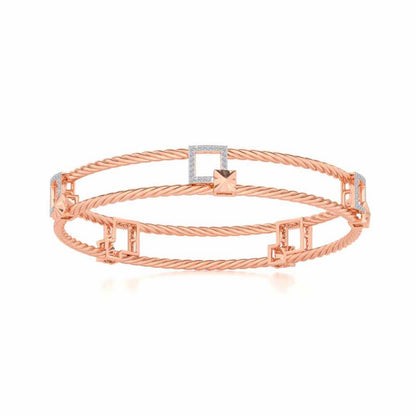Box On Box Silver Bangles - Rose Gold - Image 4