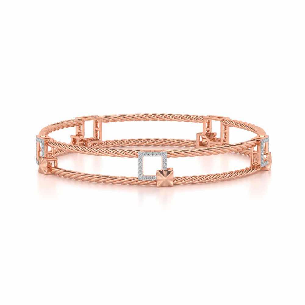 Box On Box Silver Bangles - Rose Gold - Image 5
