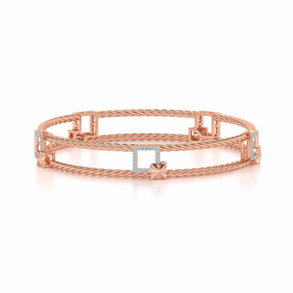 Box On Box Silver Bangles - Rose Gold - Image 5