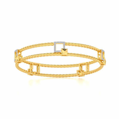 Box On Box Silver Bangles - Yellow Gold - Image 4