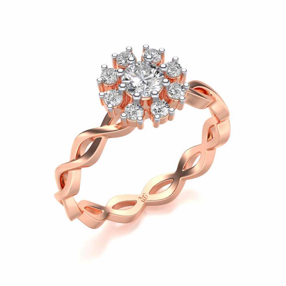 Braded Solitaire Silver Ring - Rose Gold - Image 1