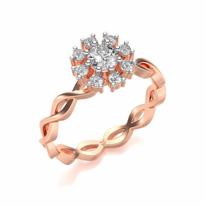 Braded Solitaire Silver Ring - Rose Gold - Image 1