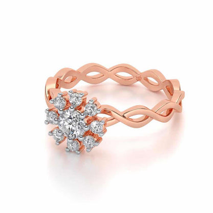 Braded Solitaire Silver Ring - Rose Gold - Image 2