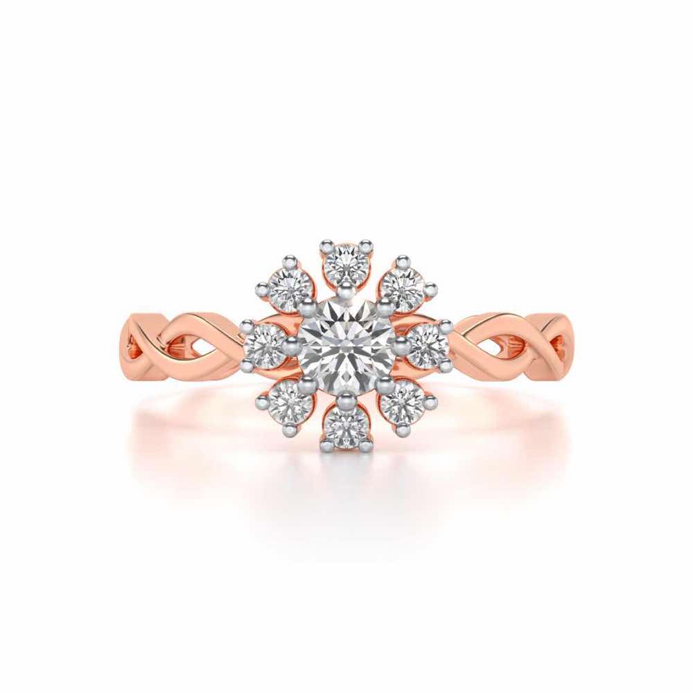 Braded Solitaire Silver Ring - Rose Gold - Image 4