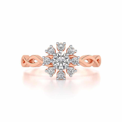 Braded Solitaire Silver Ring - Rose Gold - Image 4