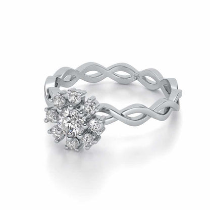 Braded Solitaire Silver Ring - White Gold - Image 2