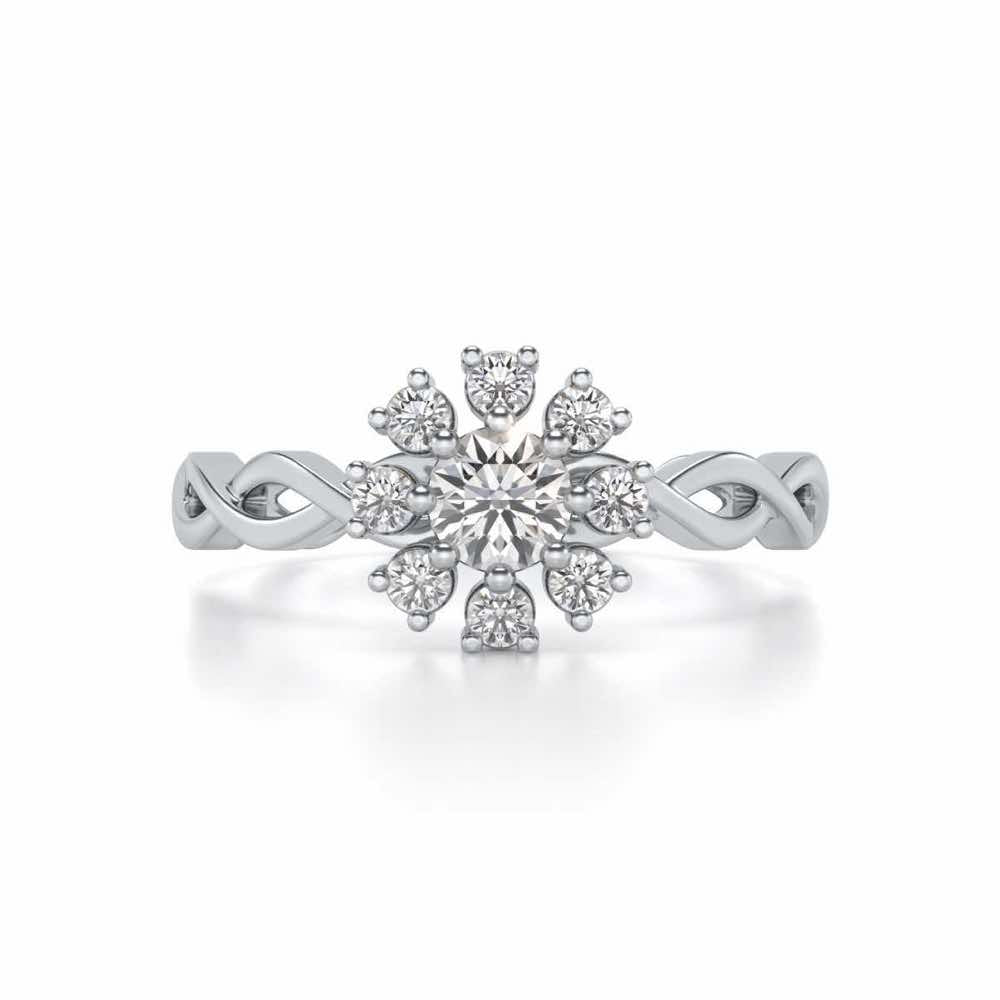 Braded Solitaire Silver Ring - White Gold - Image 4