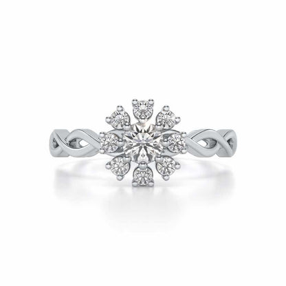 Braded Solitaire Silver Ring - White Gold - Image 4