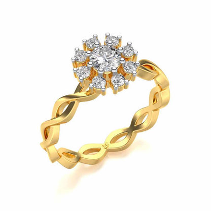 Braded Solitaire Silver Ring - Yellow Gold - Image 1