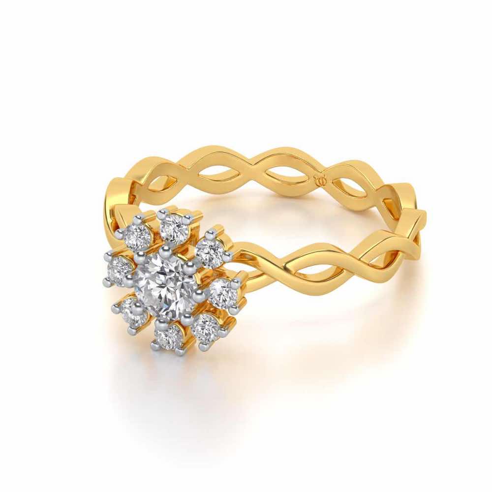 Braded Solitaire Silver Ring - Yellow Gold - Image 2