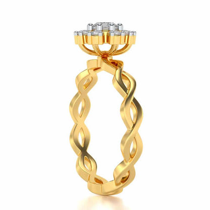 Braded Solitaire Silver Ring - Yellow Gold - Image 3