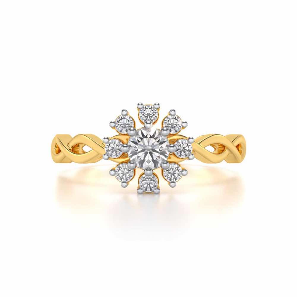 Braded Solitaire Silver Ring - Yellow Gold - Image 4
