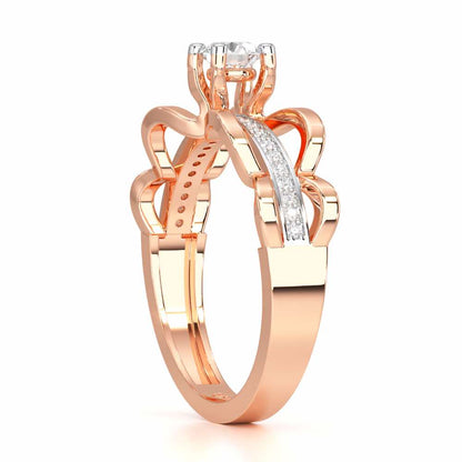 Braided Flare Solitaire Silver Ring - Rose Gold - Image 3